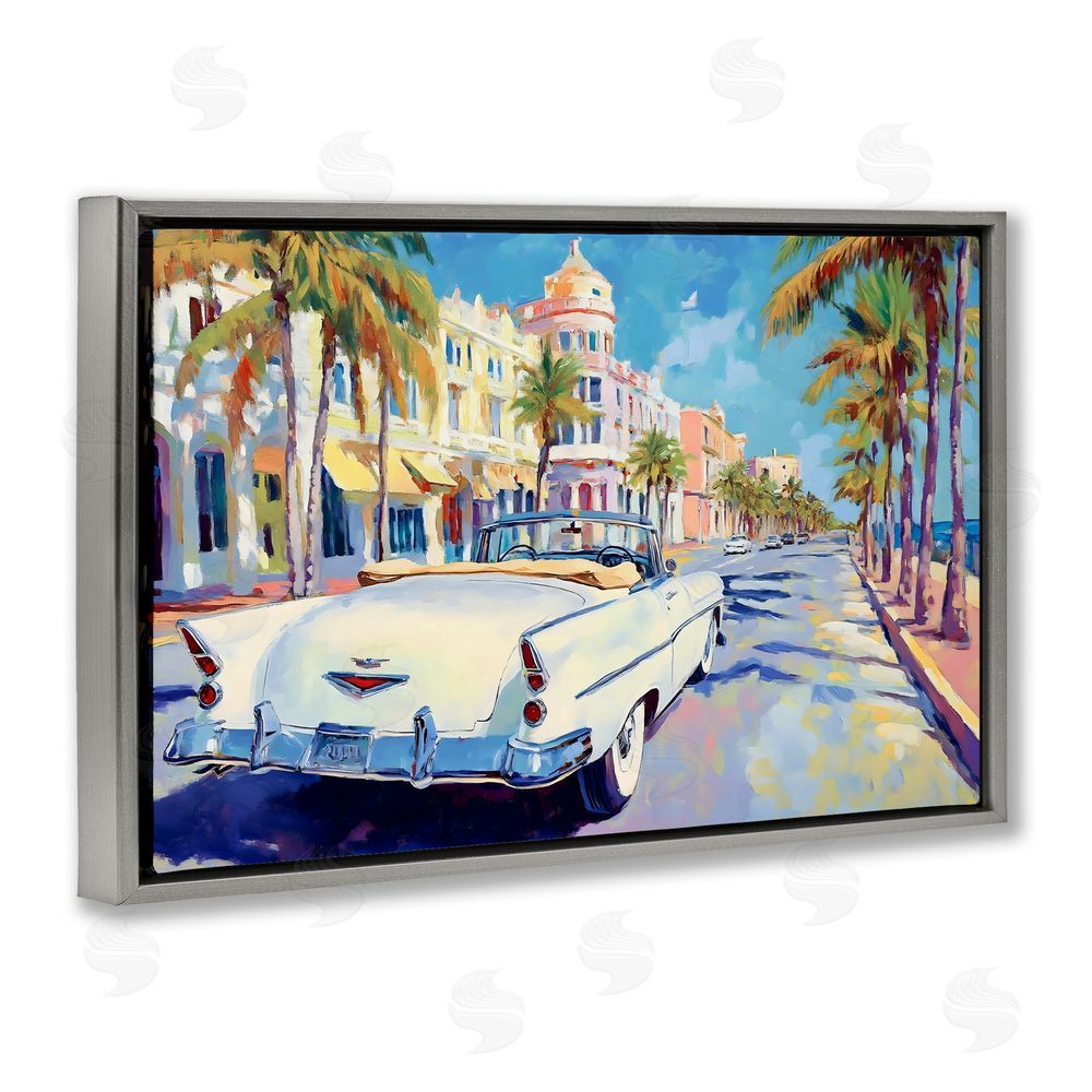 Franklyn Gregory Vintage Convertible Boulevard Gray Floating Frame Canvas Wall Art Print