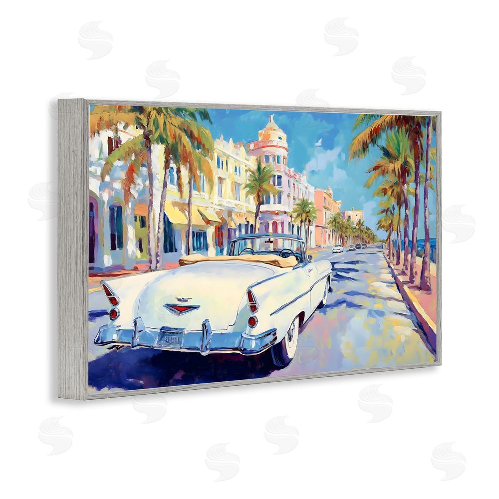Franklyn Gregory Vintage Convertible Boulevard Gray Framed Giclee Wall Art Print