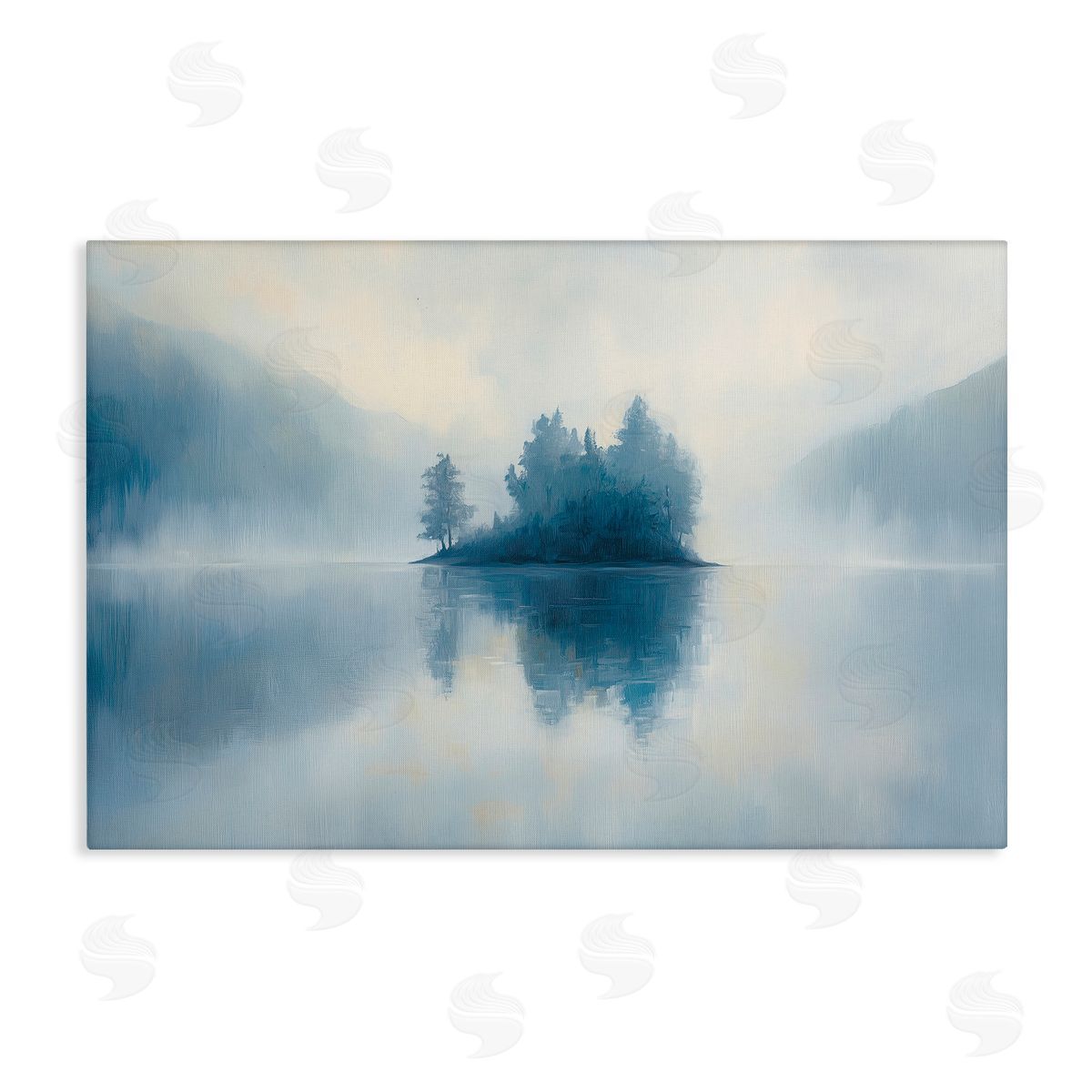 Gina Kelly Blue Misty Island Landscape Canvas Wall Art Print