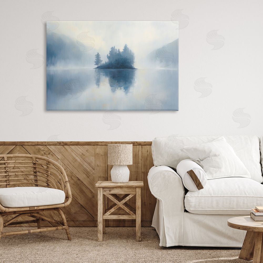 Gina Kelly Blue Misty Island Landscape Canvas Art on Wall