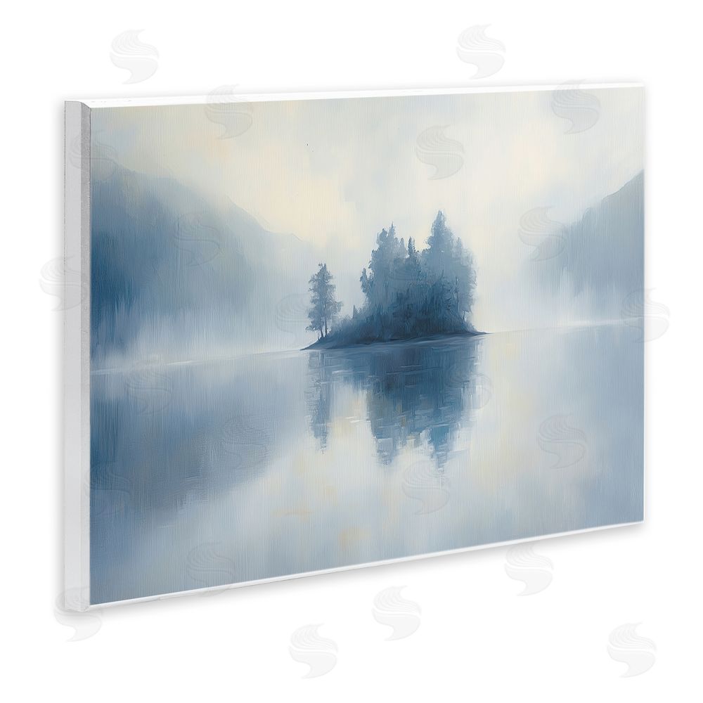 Gina Kelly Blue Misty Island Landscape Wall Plaque Art Print