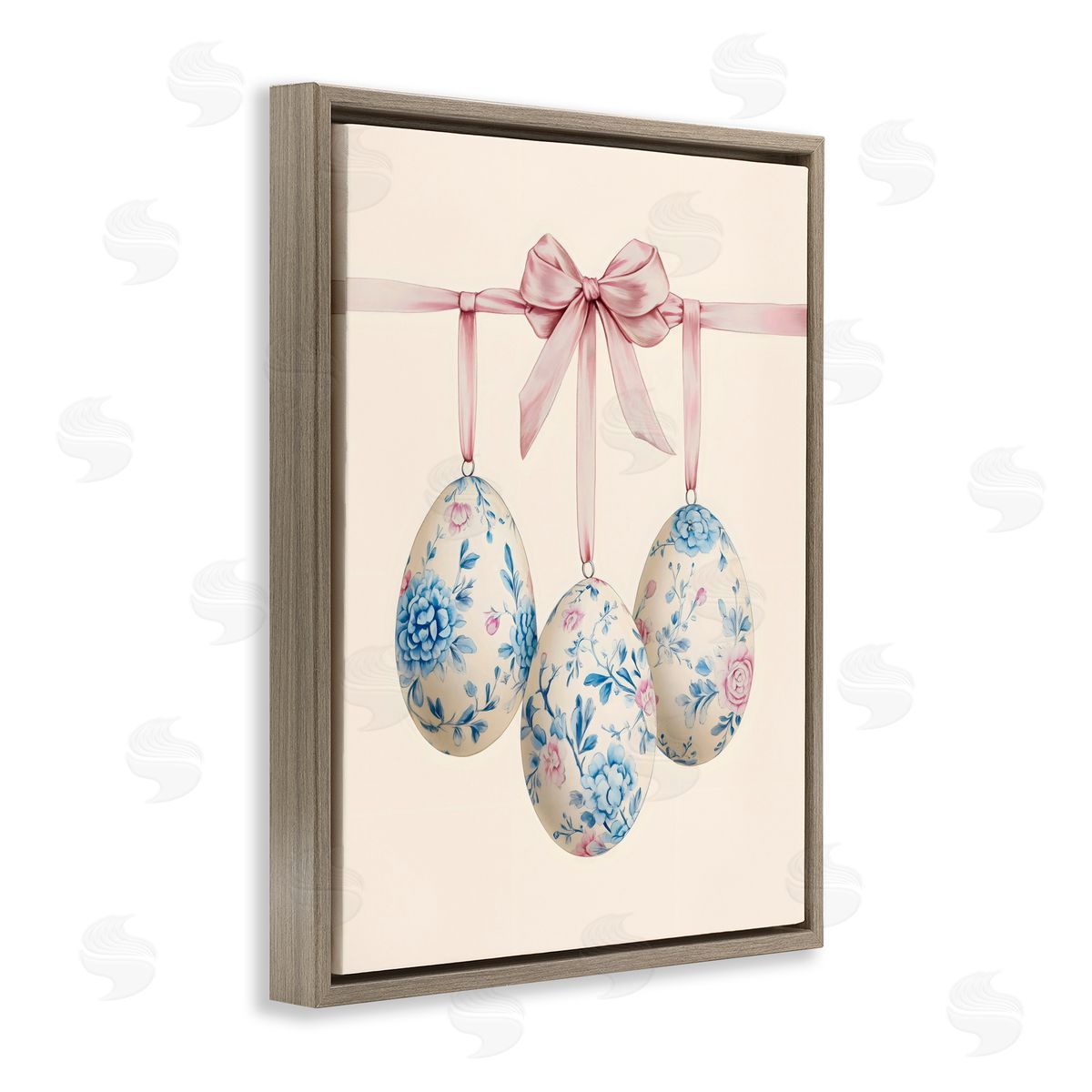 Arlington Prints Floral Coquette Easter Eggs Brown Floating Frame Canvas Art Print
