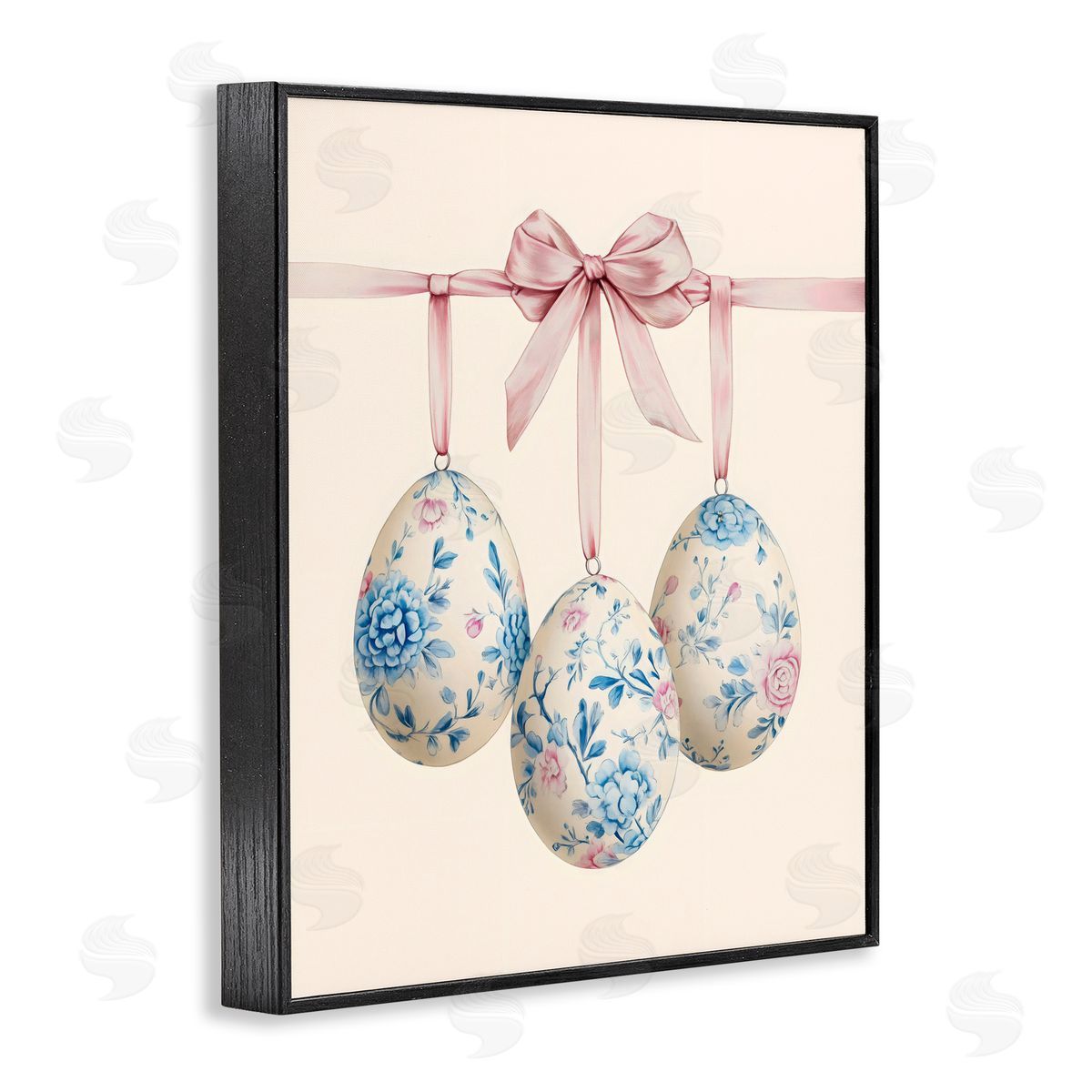 Arlington Prints Floral Coquette Easter Eggs Black Framed Giclee Art Print