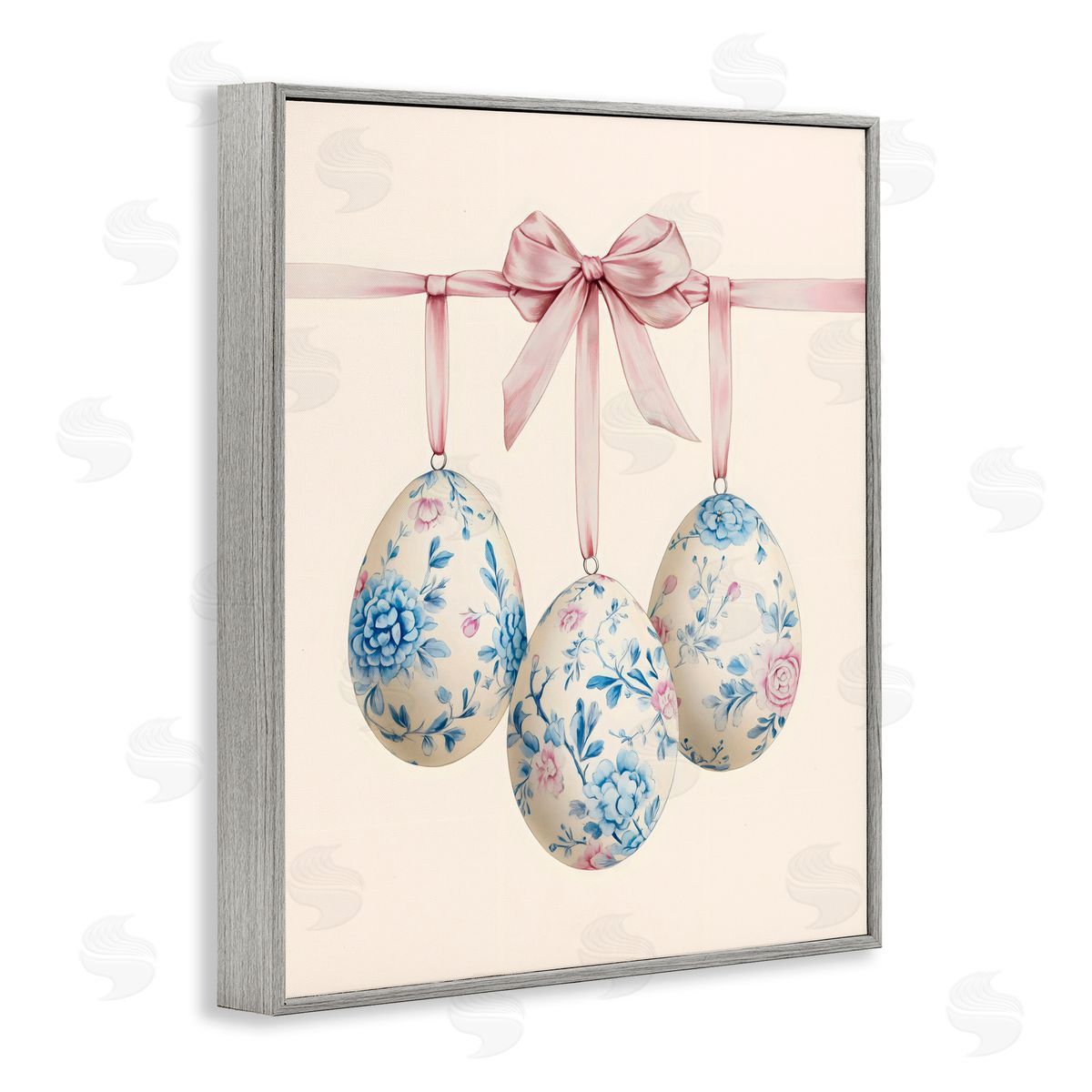 Arlington Prints Floral Coquette Easter Eggs Gray Framed Giclee Art Print
