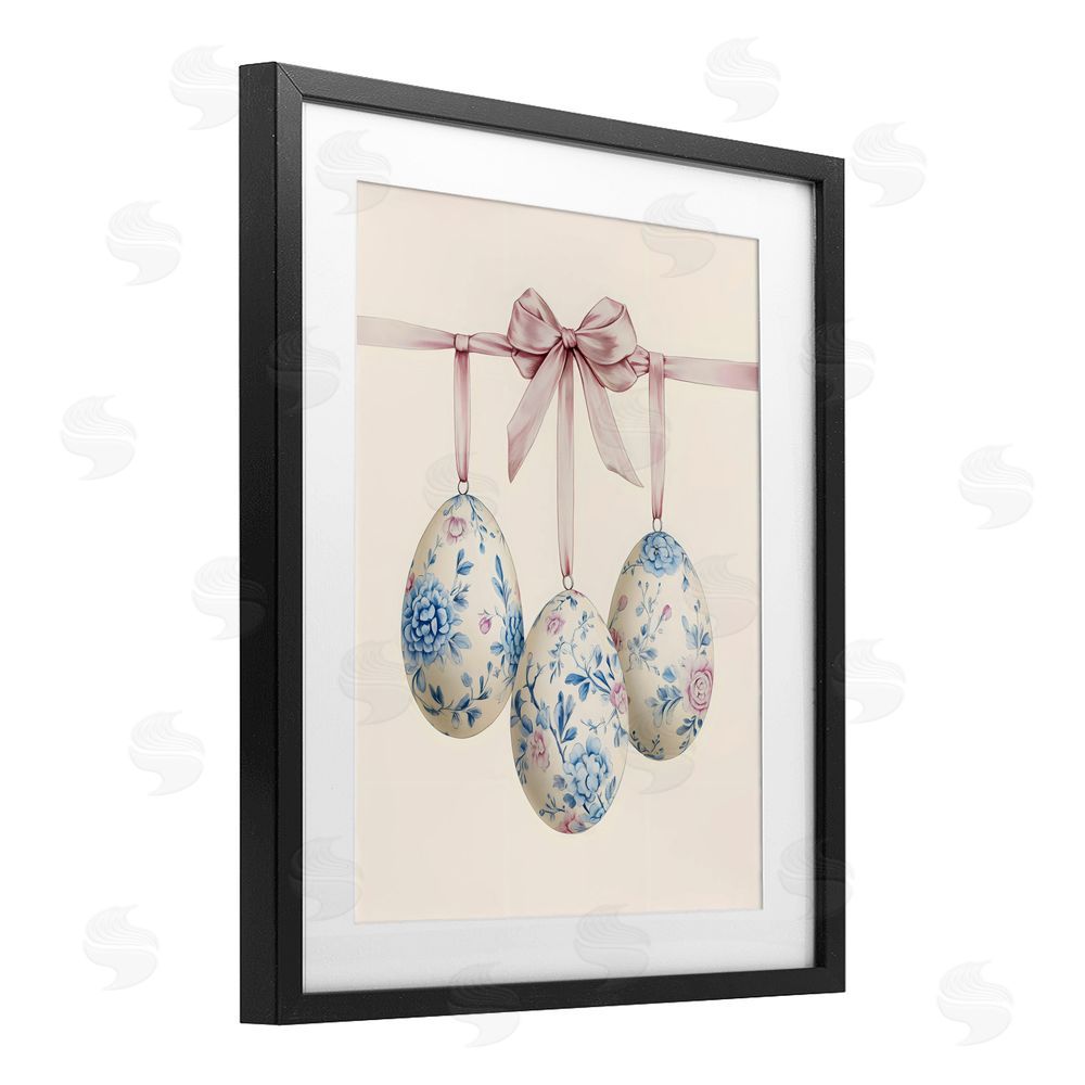 Arlington Prints Floral Coquette Easter Eggs Black Framed Print Under Glass Art