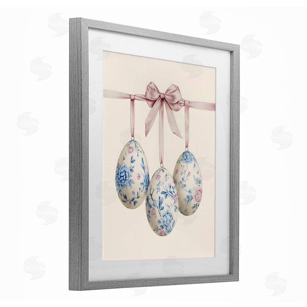 Arlington Prints Floral Coquette Easter Eggs Gray Framed Print Under Glass Art