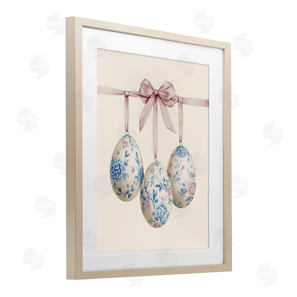 Arlington Prints Floral Coquette Easter Eggs Birch Framed Print Under Glass Art