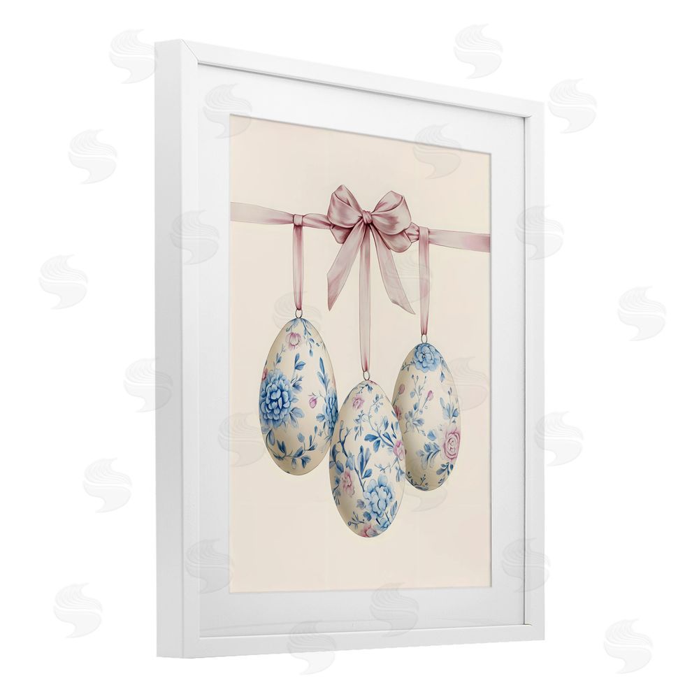 Arlington Prints Floral Coquette Easter Eggs White Framed Print Under Glass Art