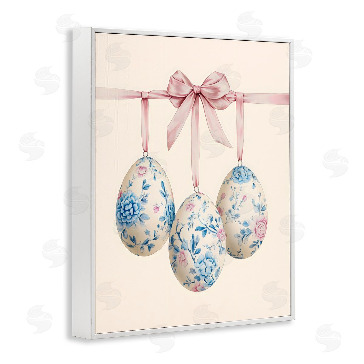 Arlington Prints Floral Coquette Easter Eggs White Frame Giclee Art Print