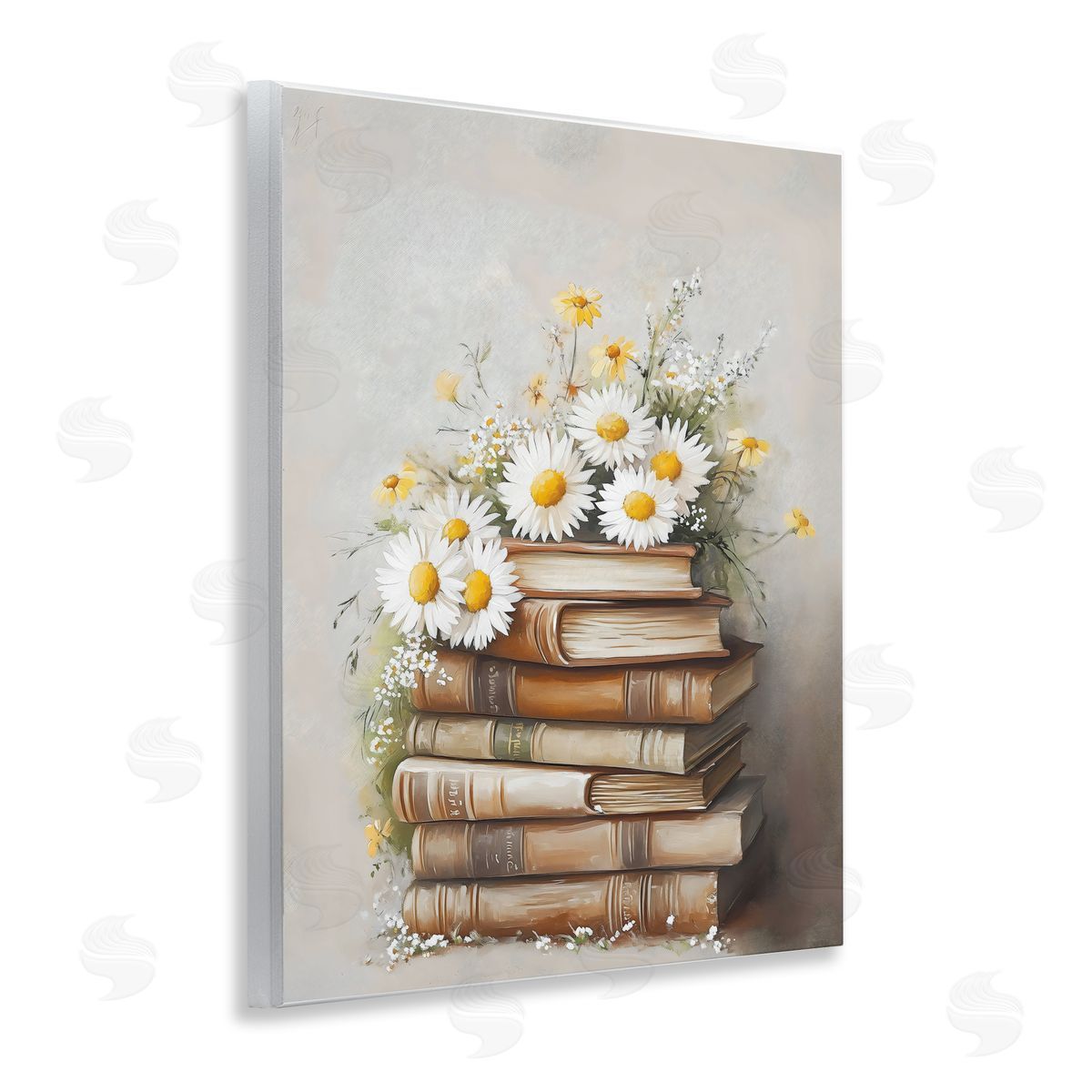 Arlington Prints Book Stack with Daisies Wall Plaque Art Print
