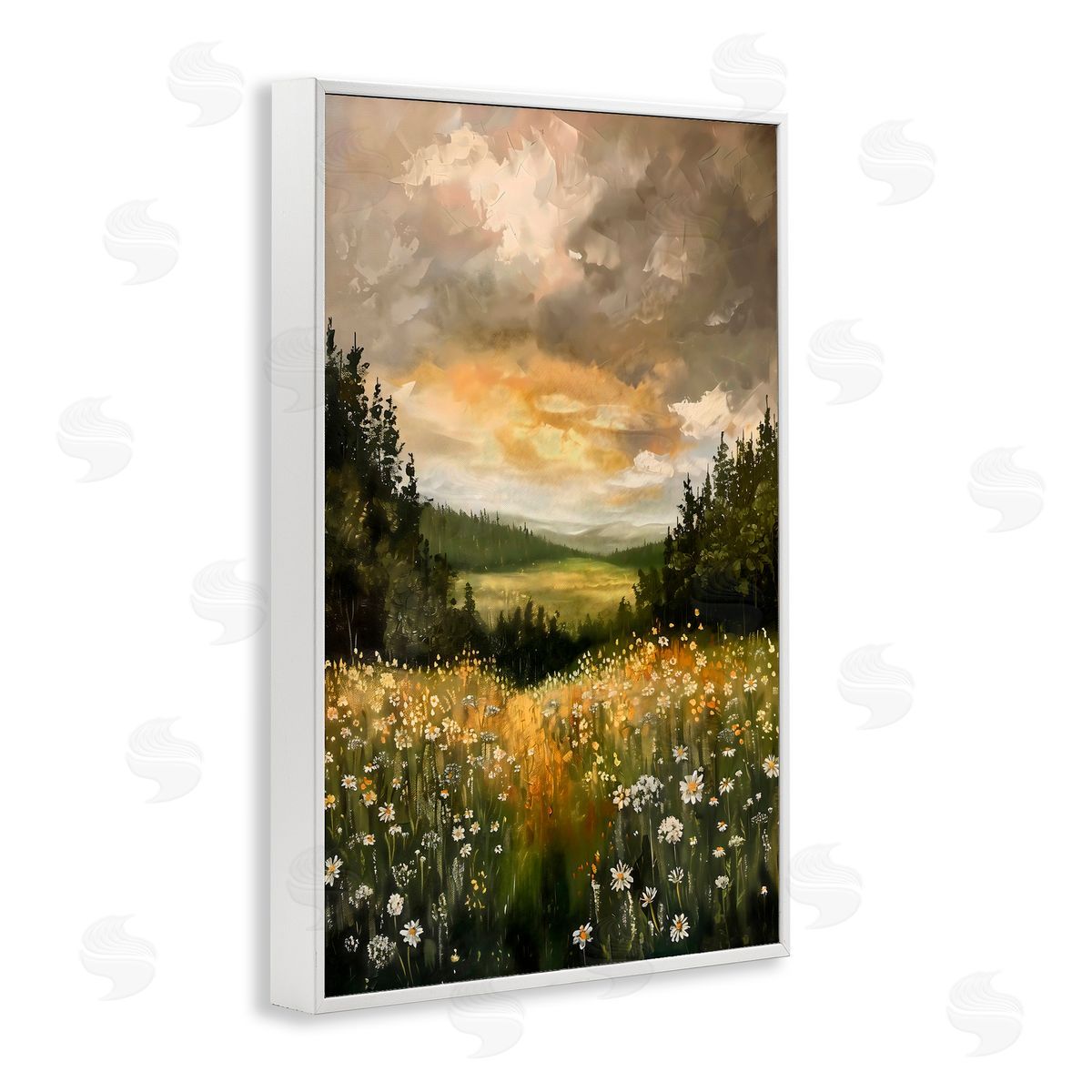 Creative Studio Clouded Daisy Path White Frame Giclee Art Print