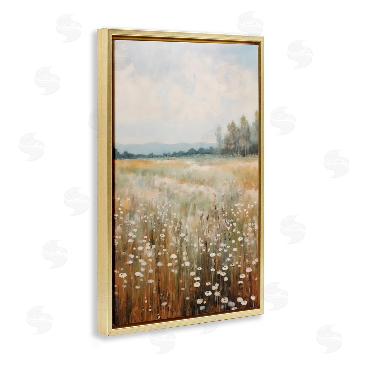 Creative Studio A Field Of Wildflowers Gold Floating Frame Canvas Art Print