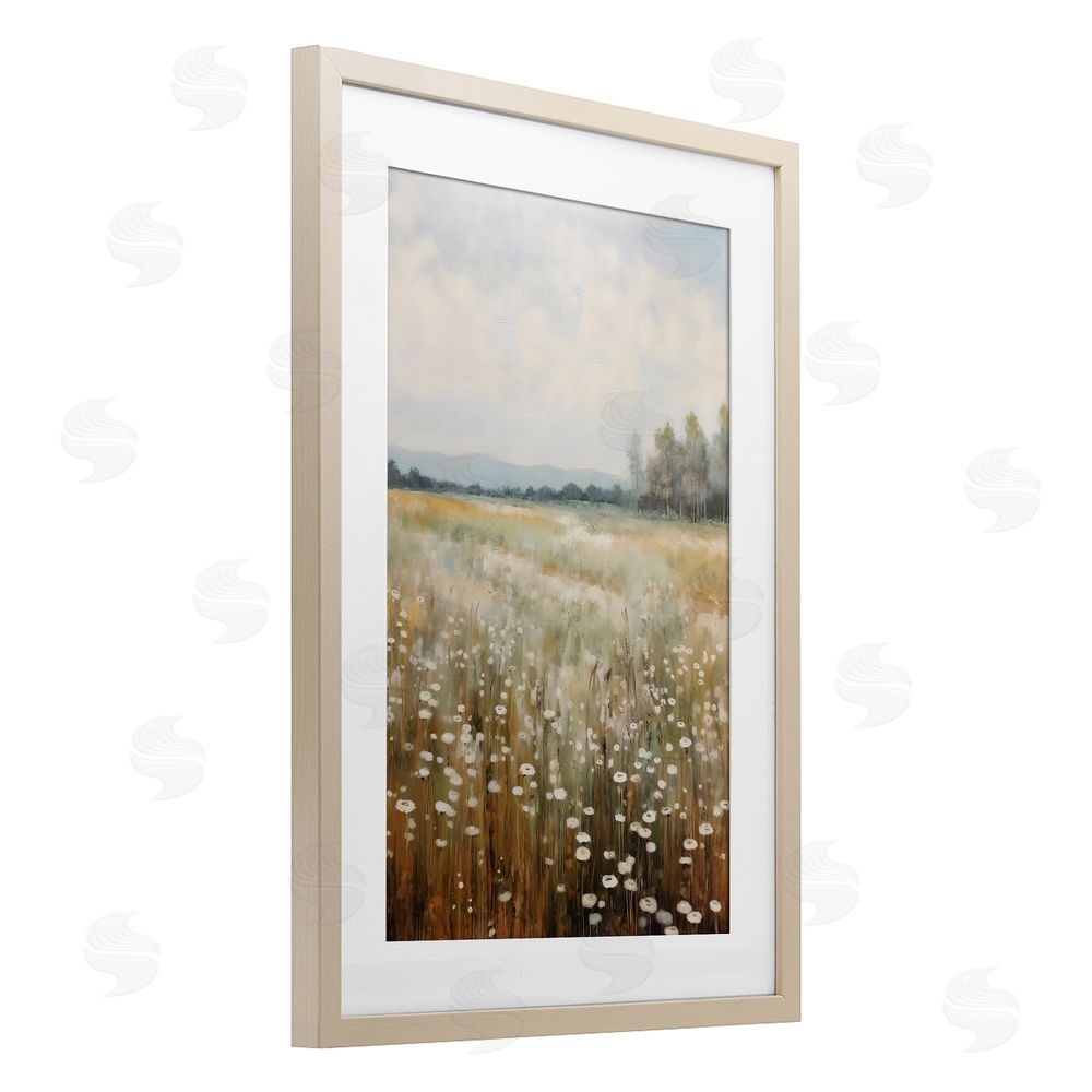 Creative Studio A Field Of Wildflowers Birch Framed Print Under Glass Art