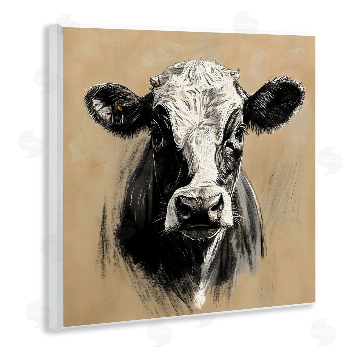 Creative Studio Dairy Cow Brushed Portrait Wall Plaque Art Print