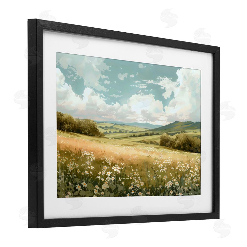 Creative Studio Scenic Daisy Valley Black Framed Print Under Glass Art