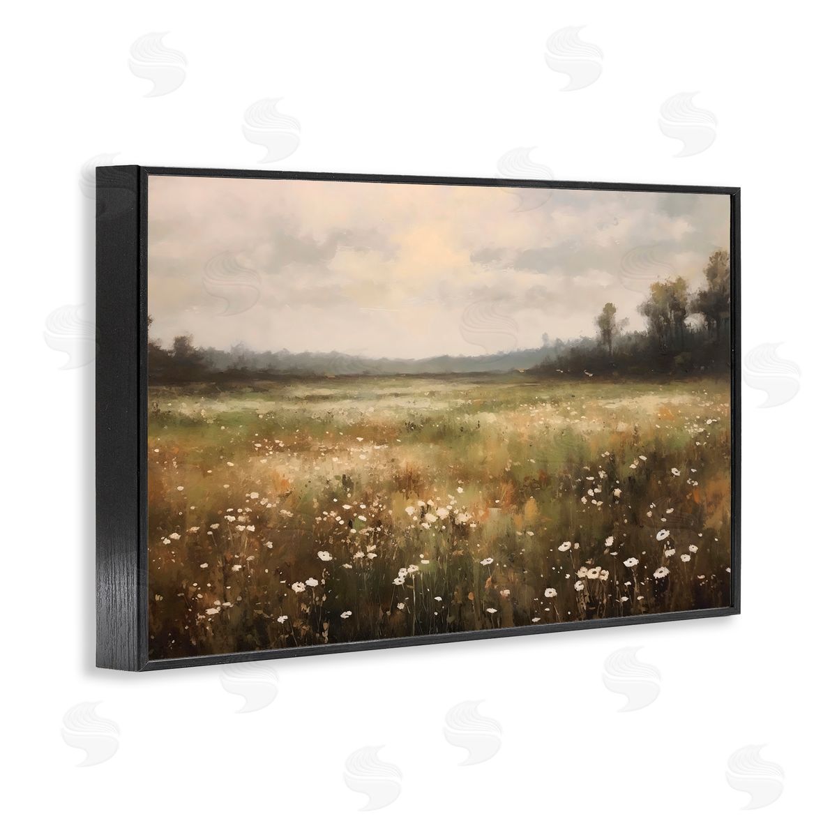 Creative Studio Dotted With Daisies Field Black Framed Giclee Art Print