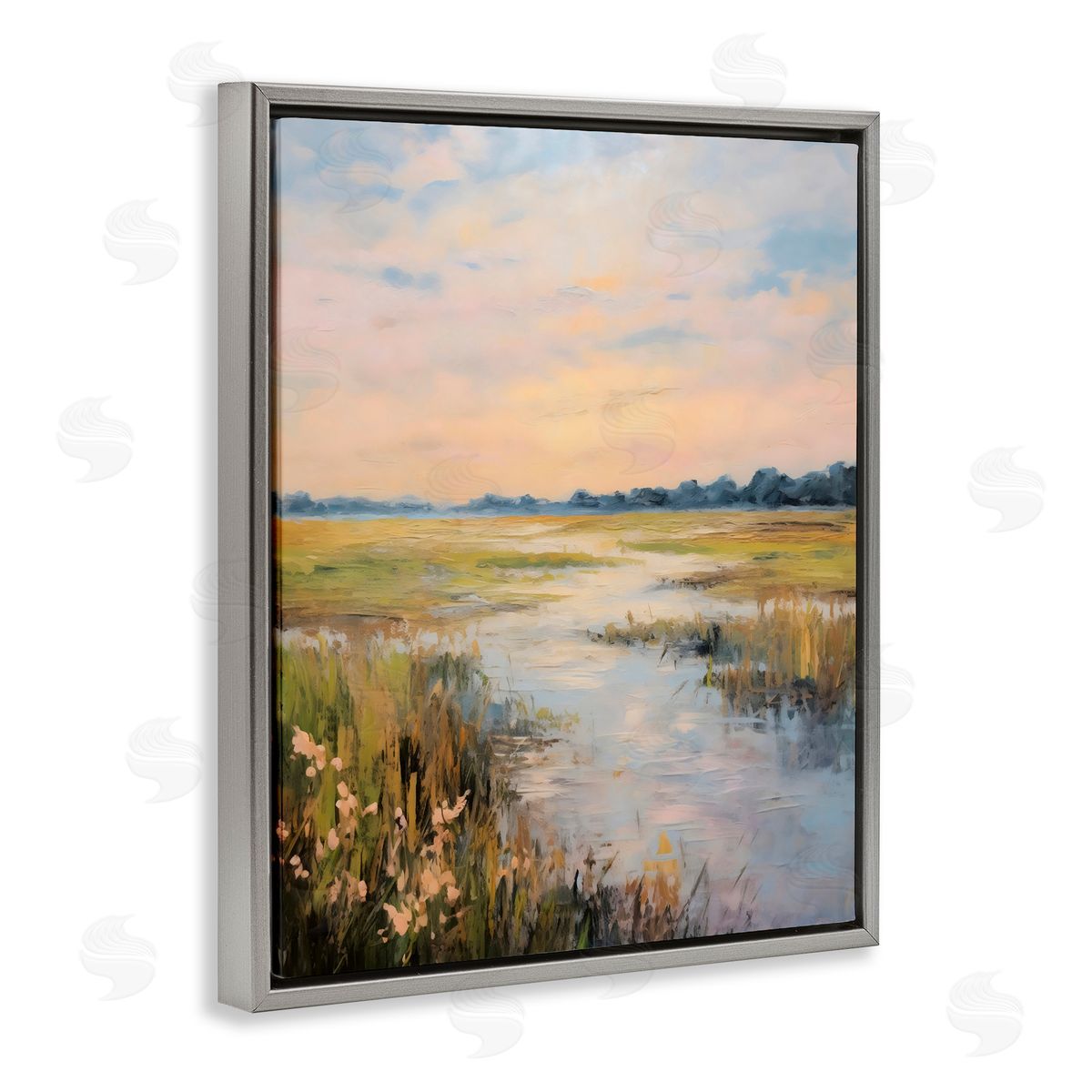 Creative Studio Summer Marsh Stream Gray Floating Frame Canvas Art Print