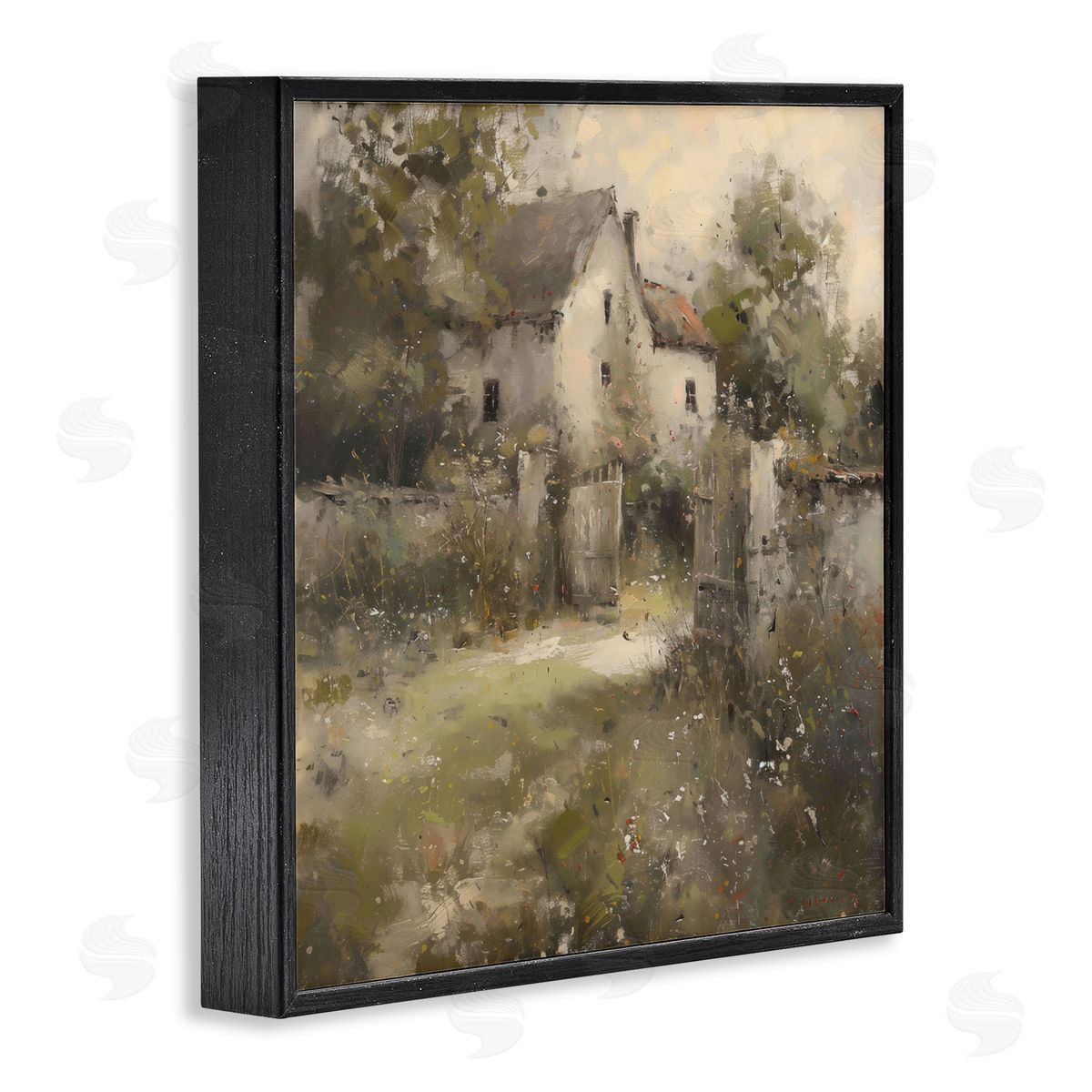 Creative Studio Overgrown Hazy Cottage Black Framed Giclee Art Print