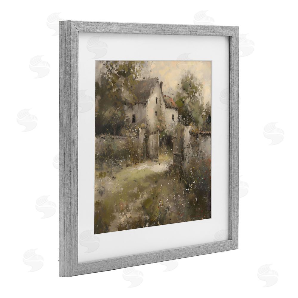 Creative Studio Overgrown Hazy Cottage Gray Framed Print Under Glass Art