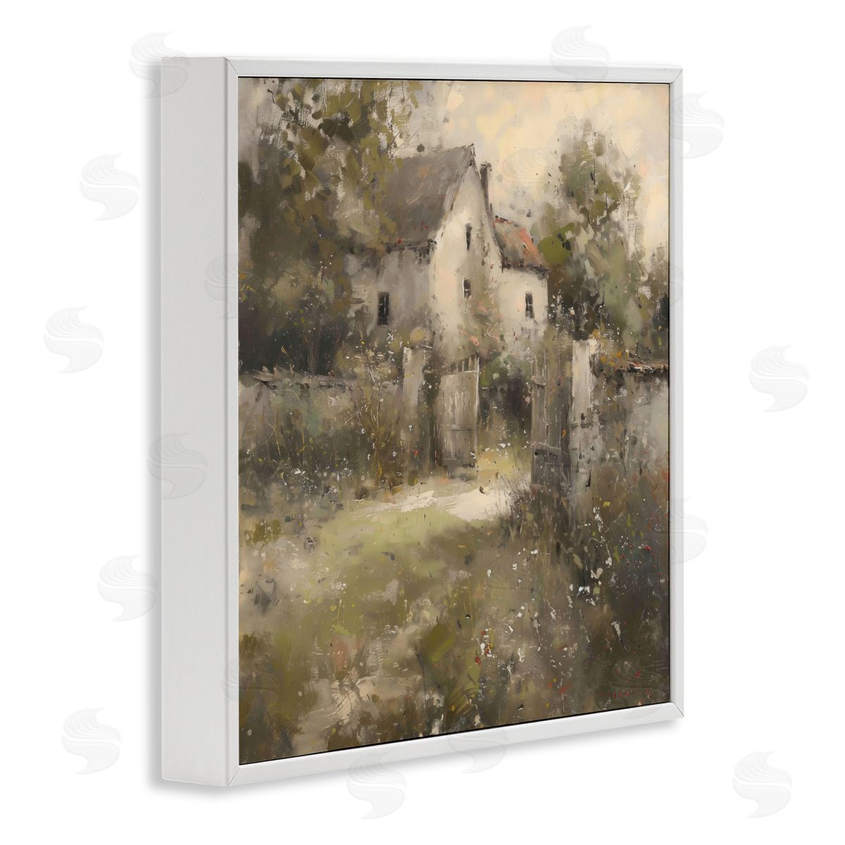 Creative Studio Overgrown Hazy Cottage White Frame Giclee Art Print