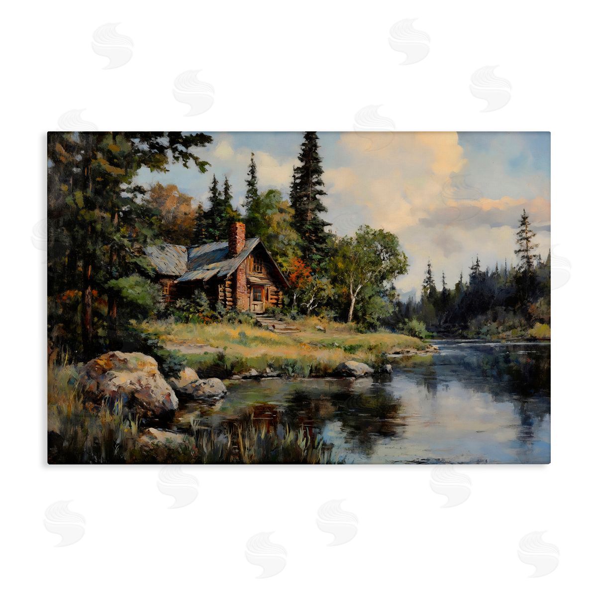 Franklyn Gregory Creek Cabin Woodland View Canvas Wall Art Print