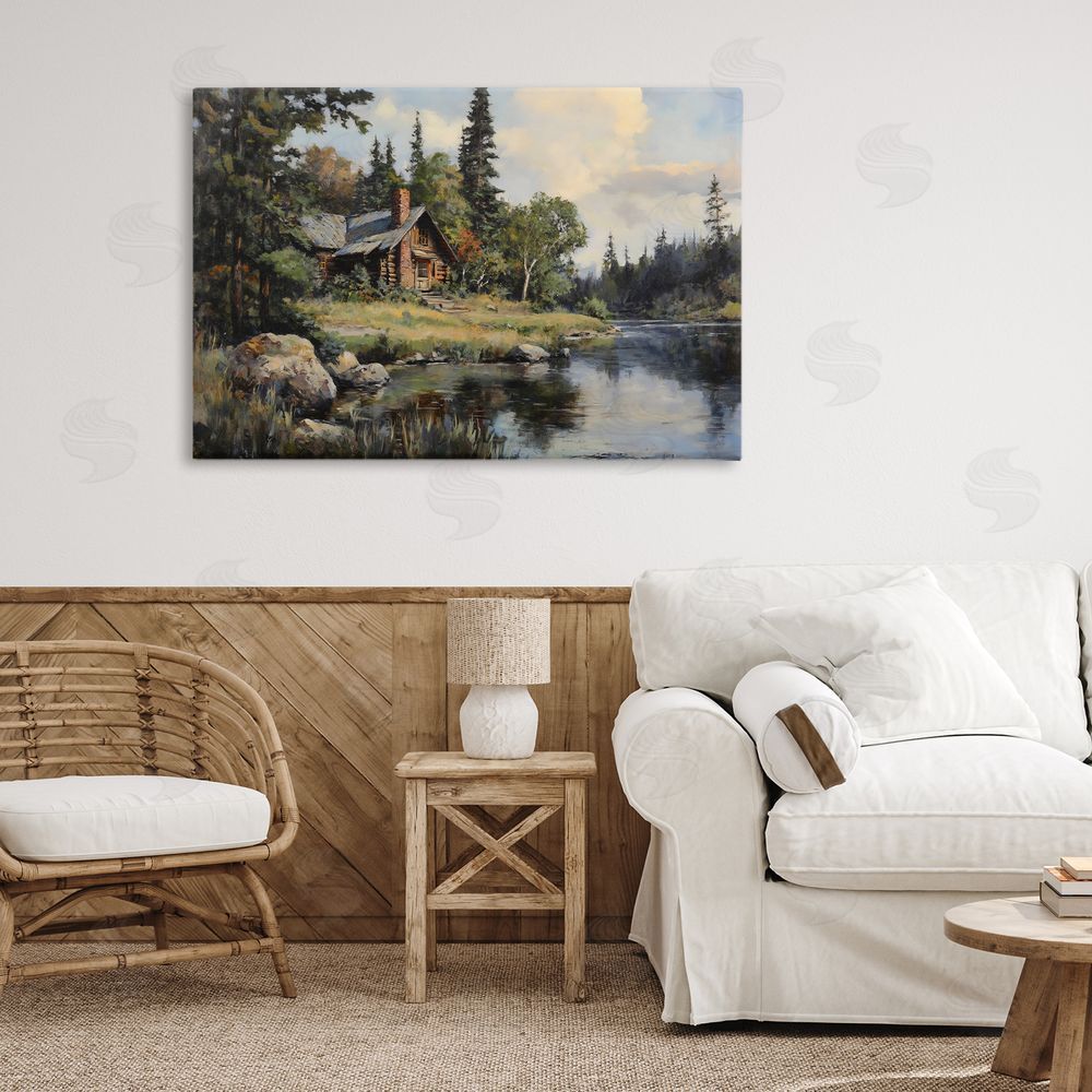Franklyn Gregory Creek Cabin Woodland View Canvas Art on Wall