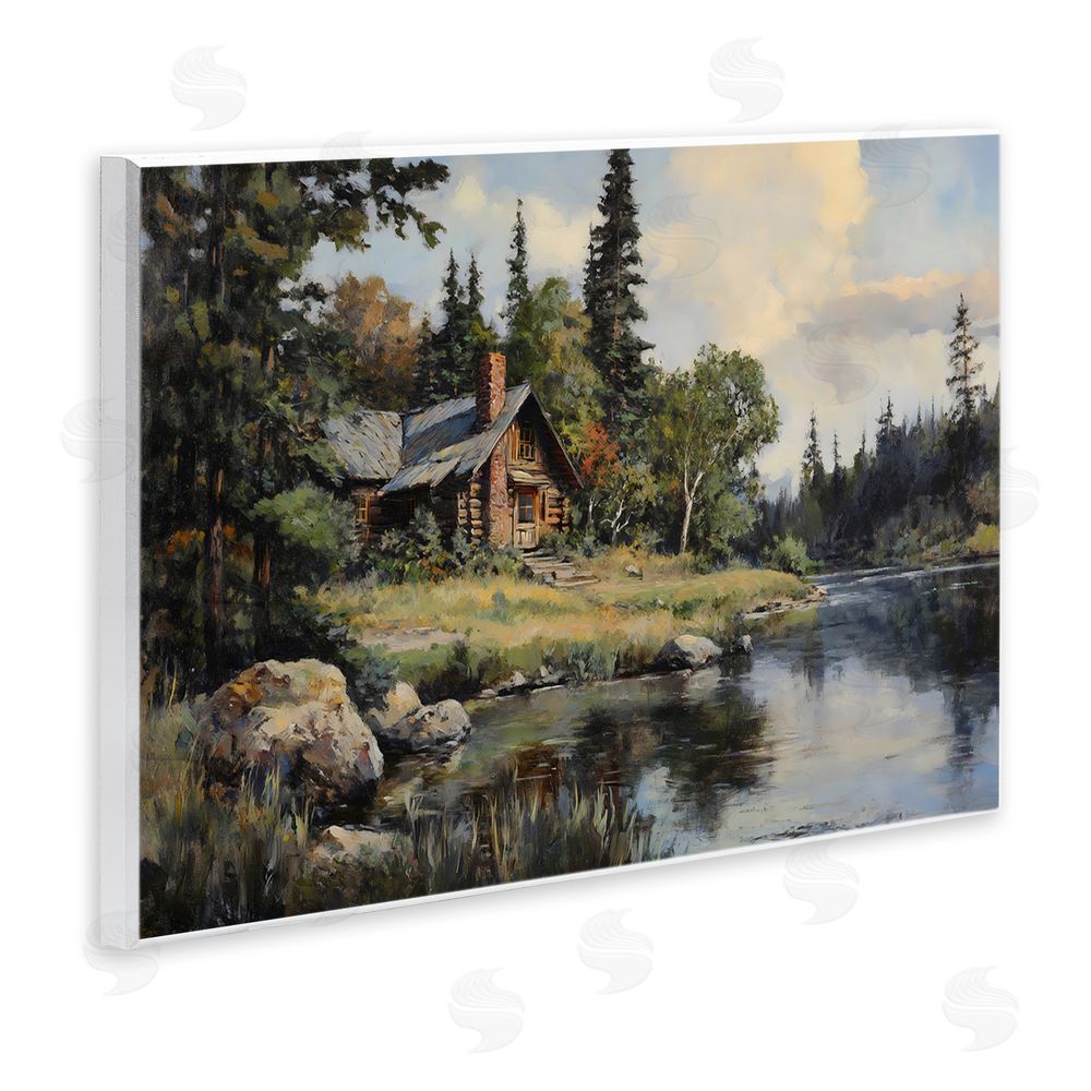 Franklyn Gregory Creek Cabin Woodland View Wall Plaque Art Print