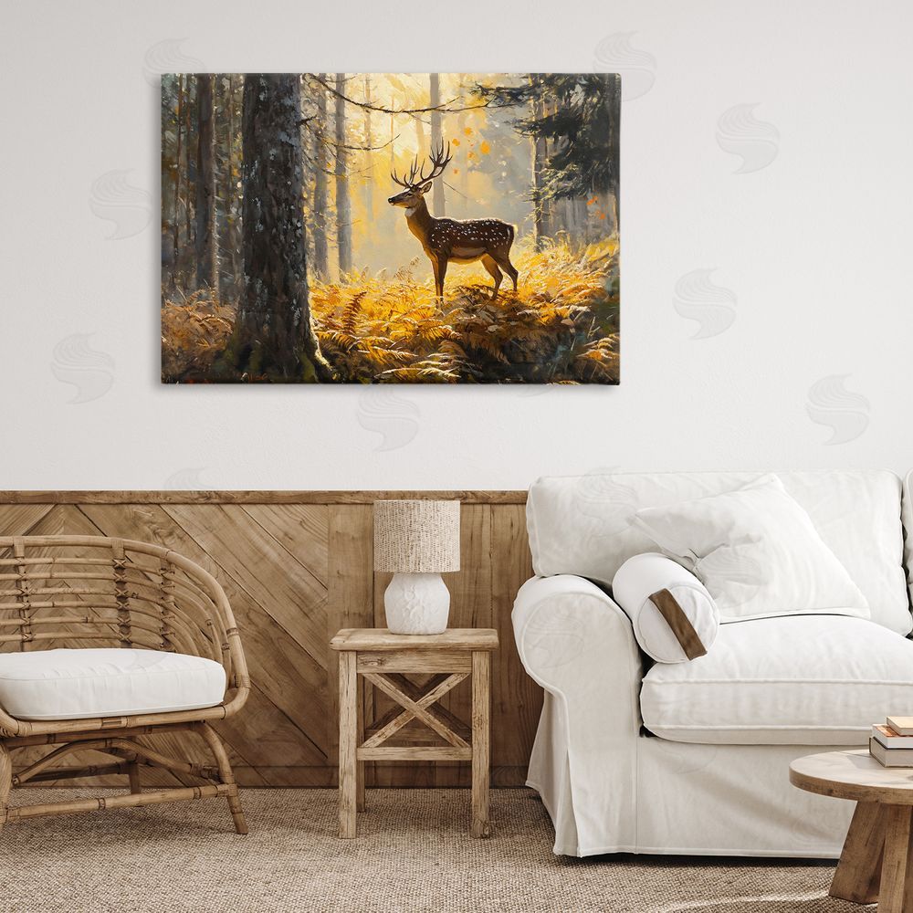 Franklyn Gregory Spotted Stag in Autumn Wilderness Canvas Art on Wall