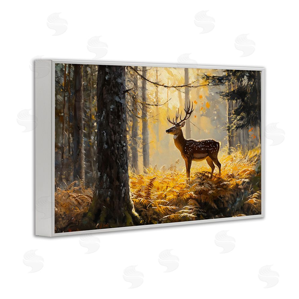 Franklyn Gregory Spotted Stag in Autumn Wilderness White Framed Giclee Wall Art Print
