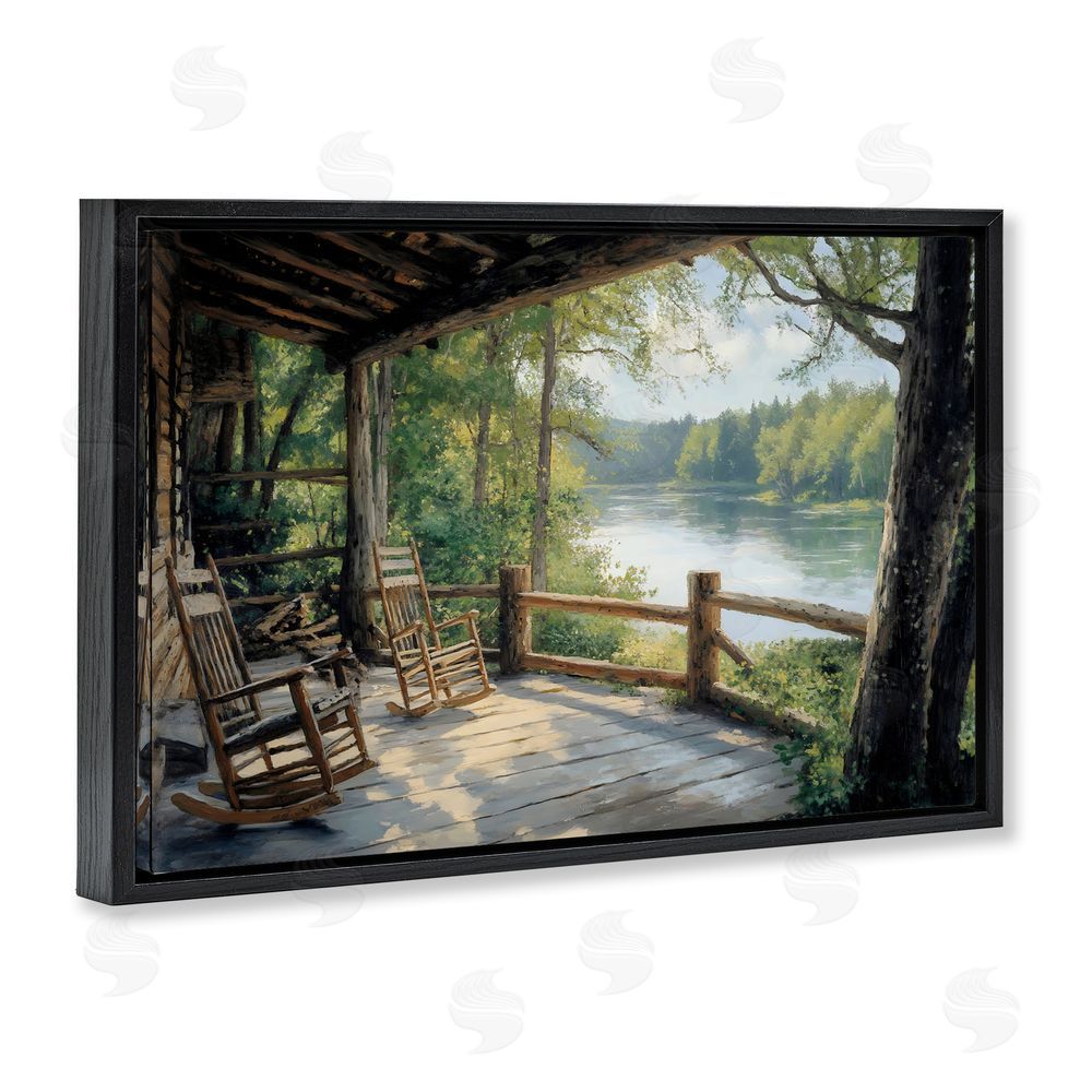 Franklyn Gregory Nature Cabin Views Black Floating Frame Canvas Wall Art Print