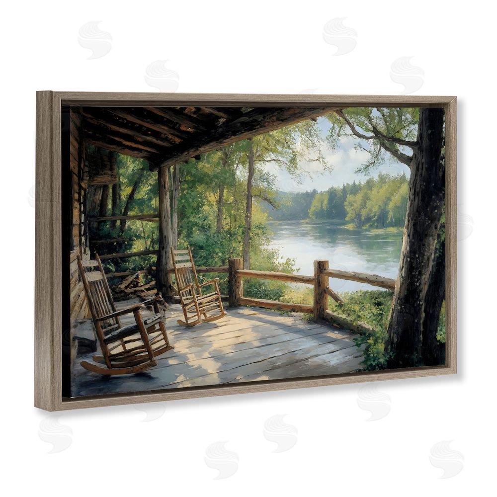 Franklyn Gregory Nature Cabin Views Brown Floating Frame Canvas Wall Art Print