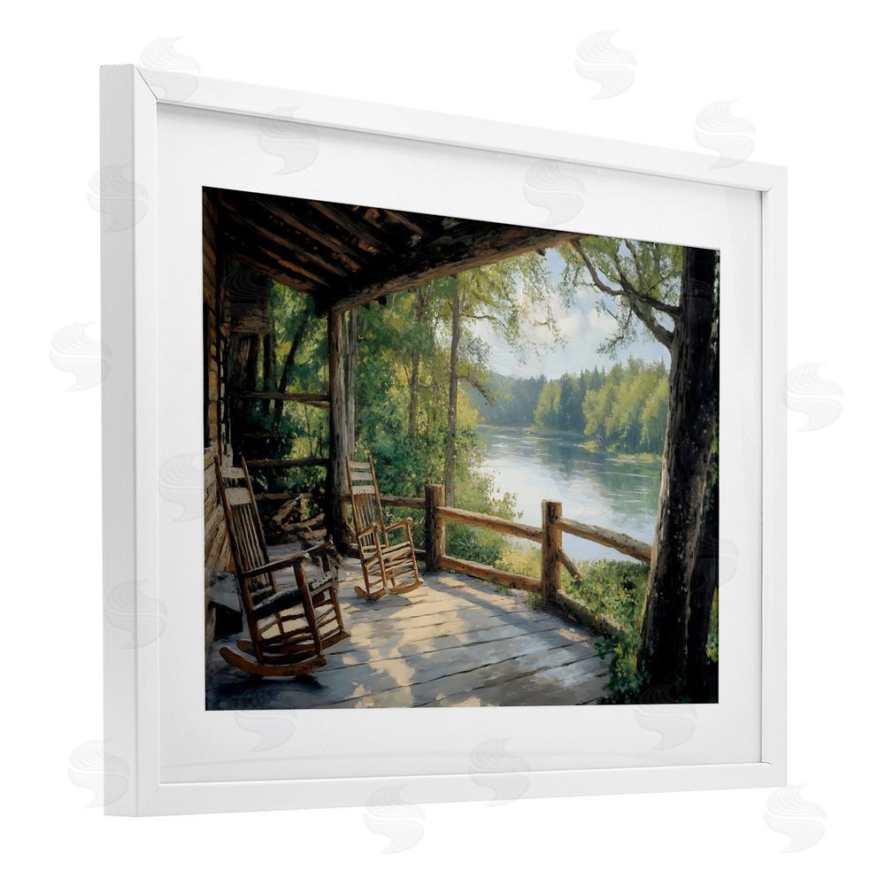 Franklyn Gregory Nature Cabin Views White Framed Print Under Glass with Mat Wall Art