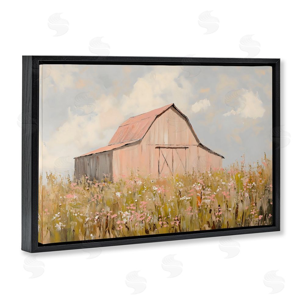 Franklyn Gregory Blush Pink Barn Black Floating Frame Canvas Wall Art Print