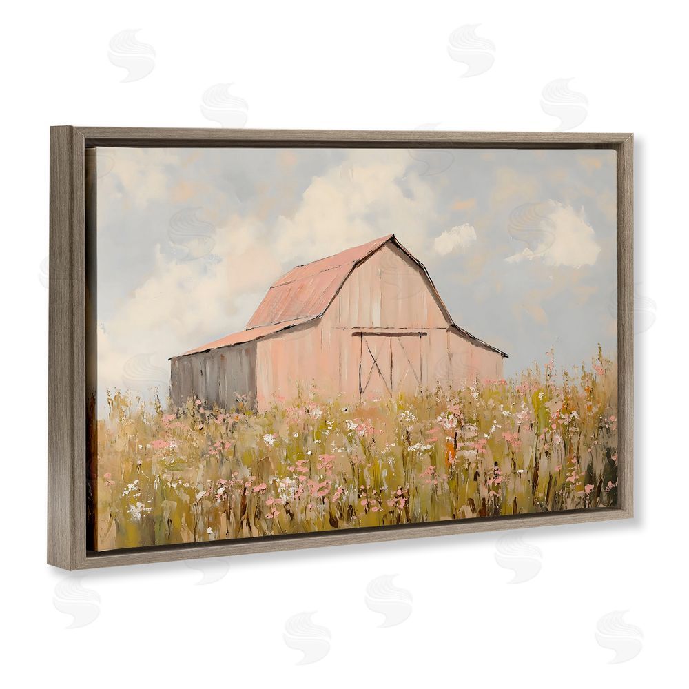 Franklyn Gregory Blush Pink Barn Brown Floating Frame Canvas Wall Art Print