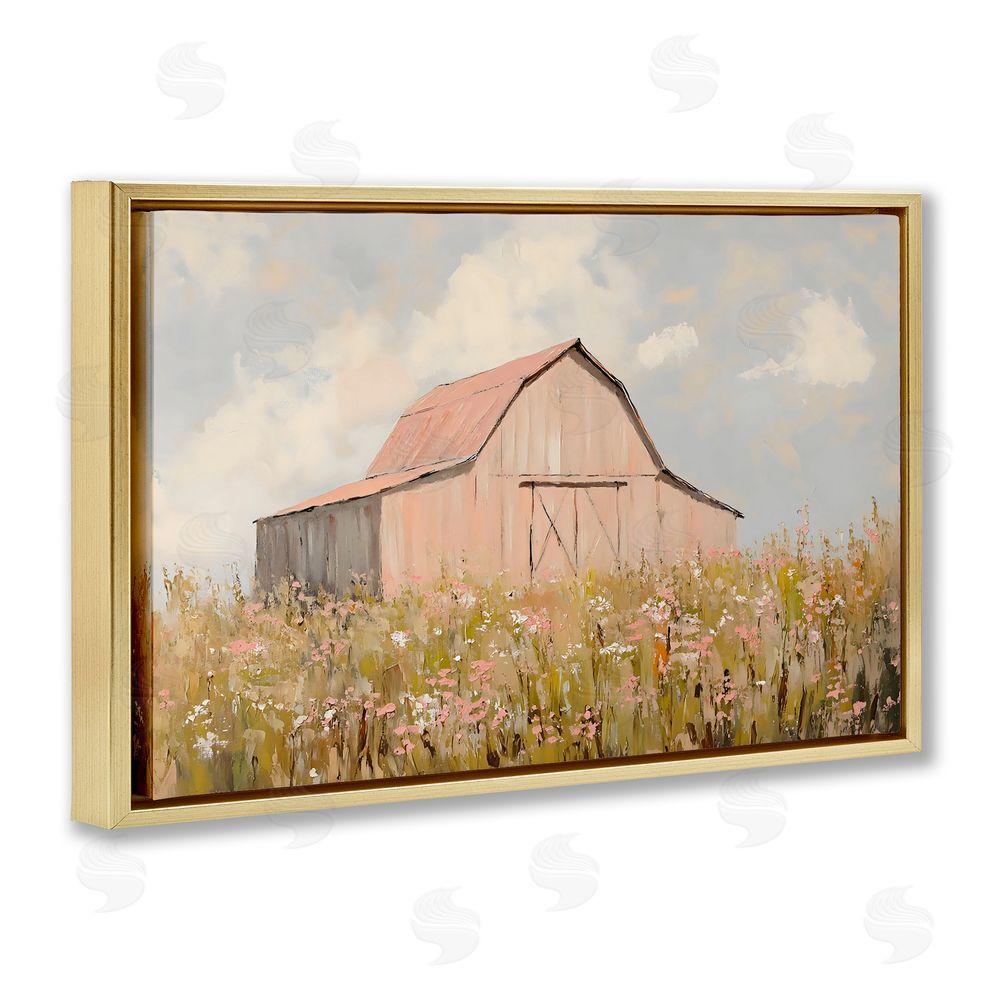 Franklyn Gregory Blush Pink Barn Gold Floating Frame Canvas Wall Art Print