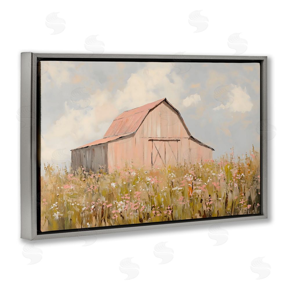 Franklyn Gregory Blush Pink Barn Gray Floating Frame Canvas Wall Art Print