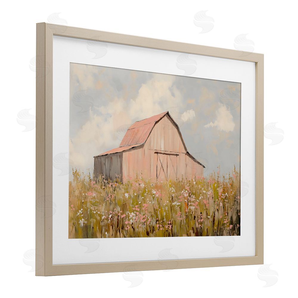Franklyn Gregory Blush Pink Barn Birch Framed Print Under Glass with White Mat Wall Art
