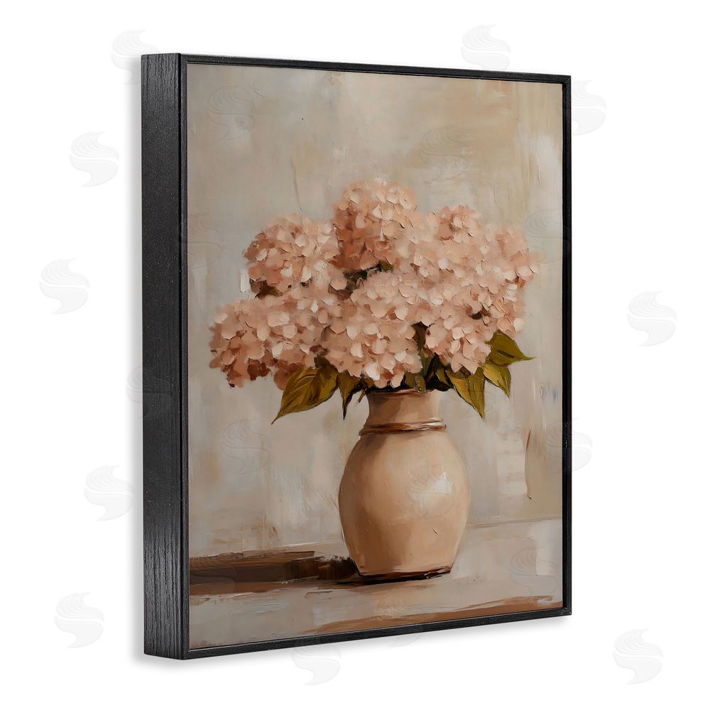 Franklyn Gregory Classic Blush Pink Hydrangeas Black Framed Giclee Wall Art Print