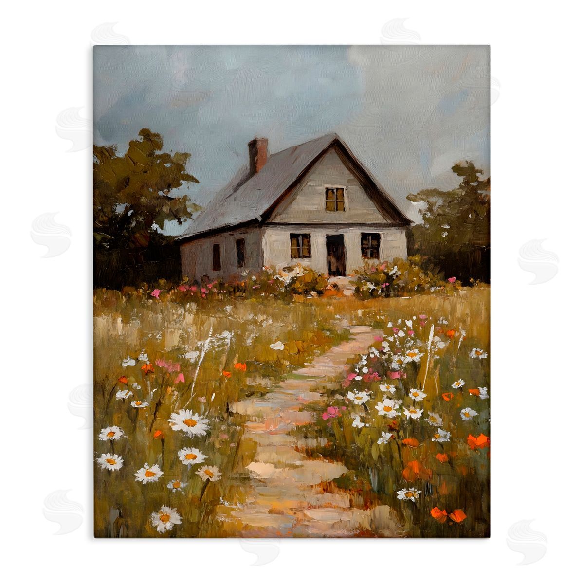 Franklyn Gregory Daisies Up Cottage Path Canvas Wall Art Print