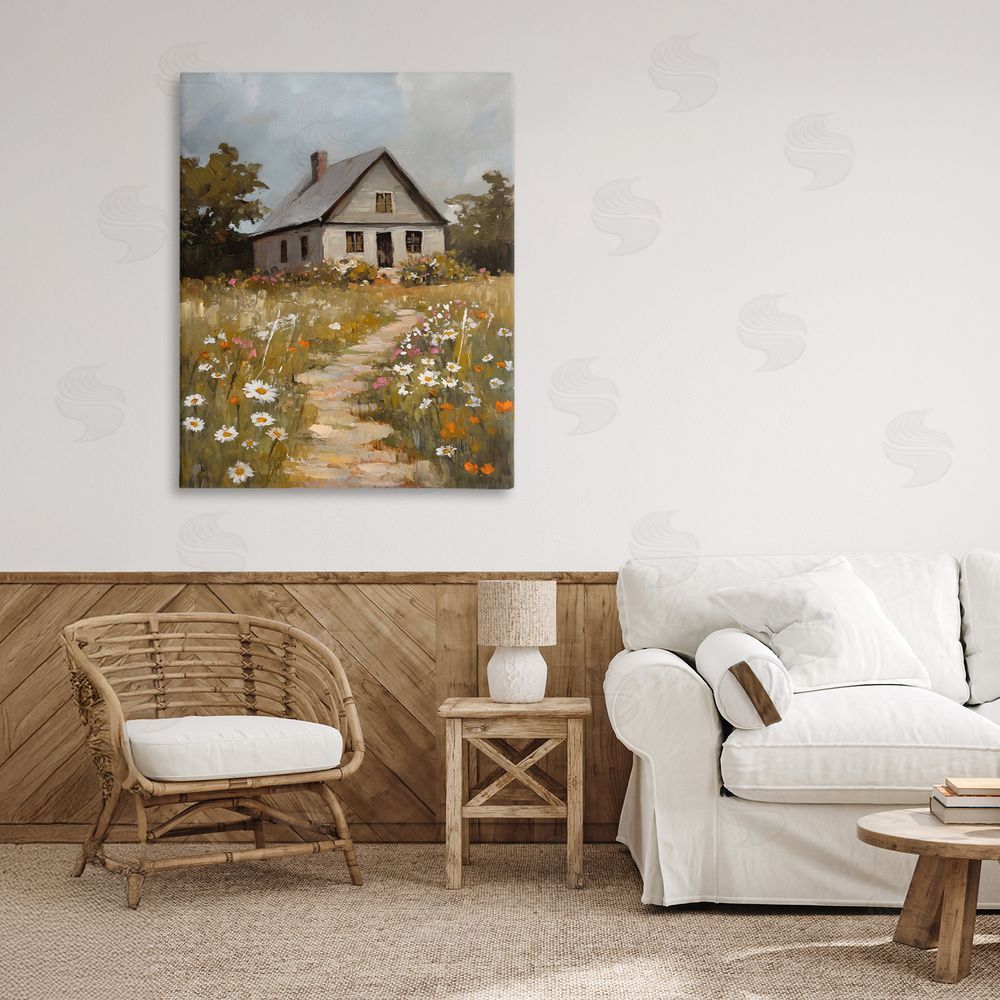 Franklyn Gregory Daisies Up Cottage Path Canvas Art on Wall