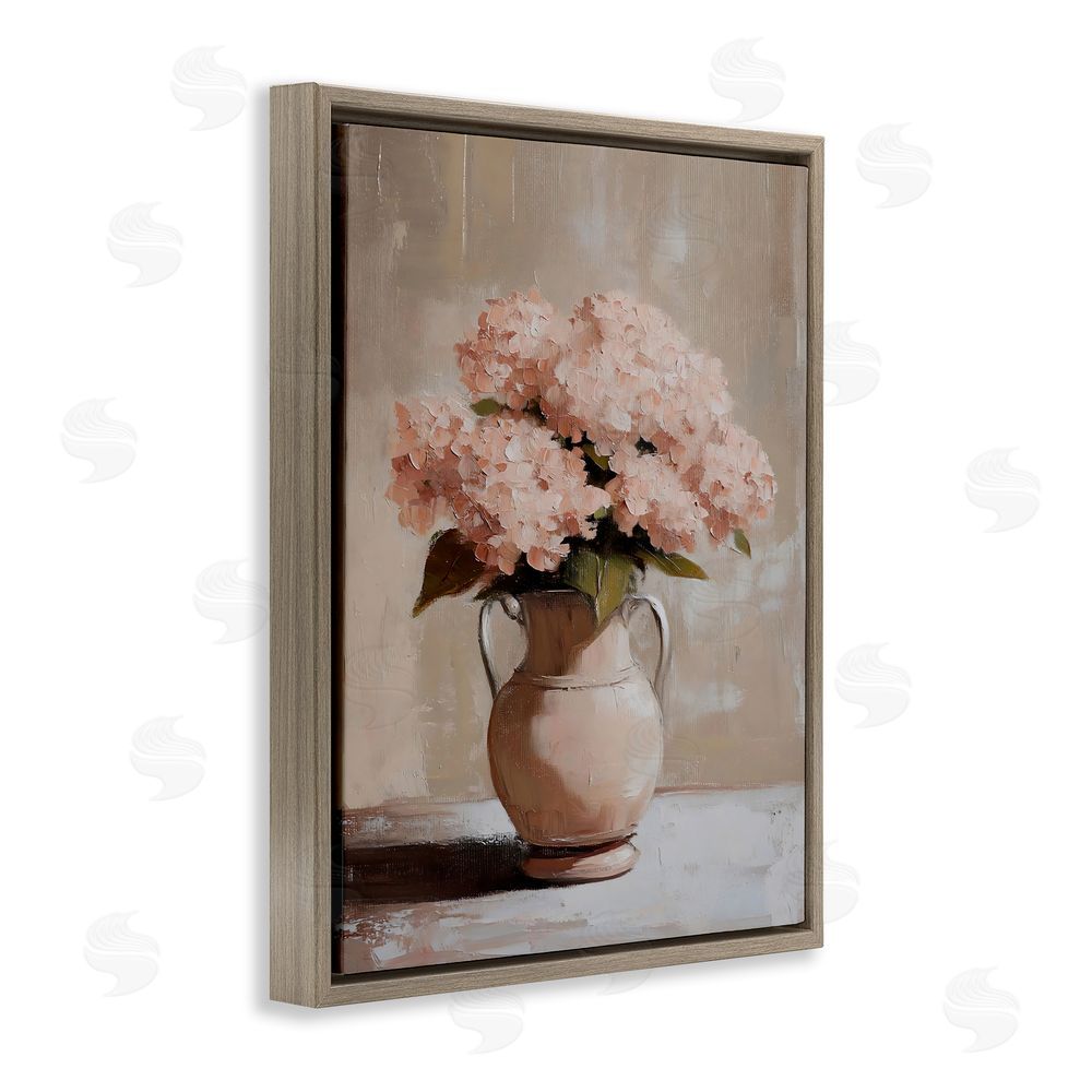Franklyn Gregory Double Handle Flower Vase Brown Floating Frame Canvas Wall Art Print