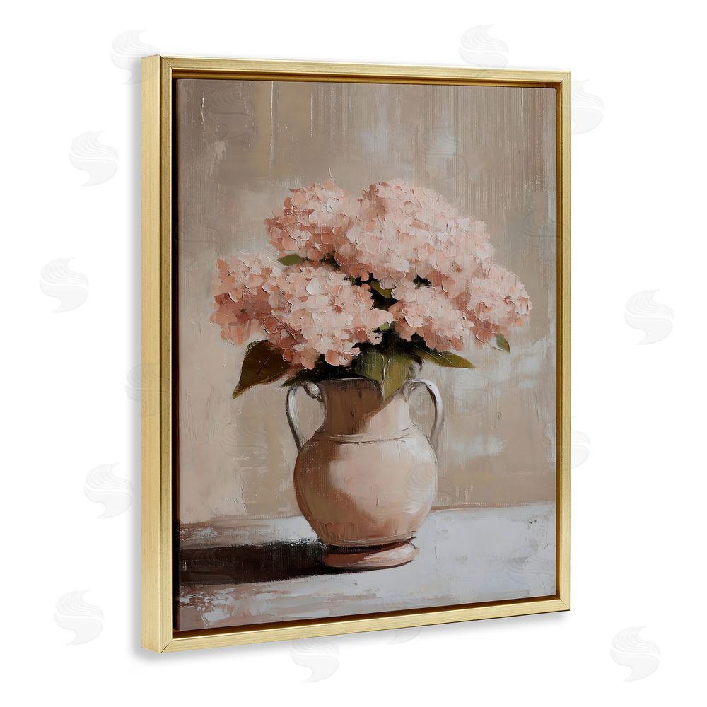 Franklyn Gregory Double Handle Flower Vase Gold Floating Frame Canvas Wall Art Print