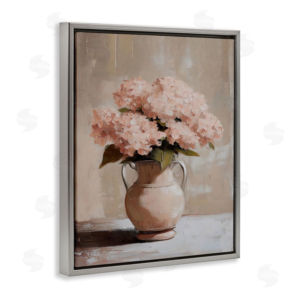 Franklyn Gregory Double Handle Flower Vase Gray Floating Frame Canvas Wall Art Print