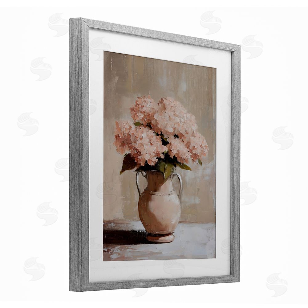 Franklyn Gregory Double Handle Flower Vase Gray Framed Print Under Glass with White Mat Wall Art