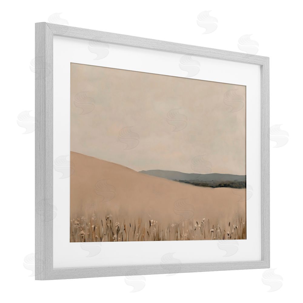 Franklyn Gregory Fields Of Blush Landscape Gray Framed Print Under Glass with White Mat Wall Art