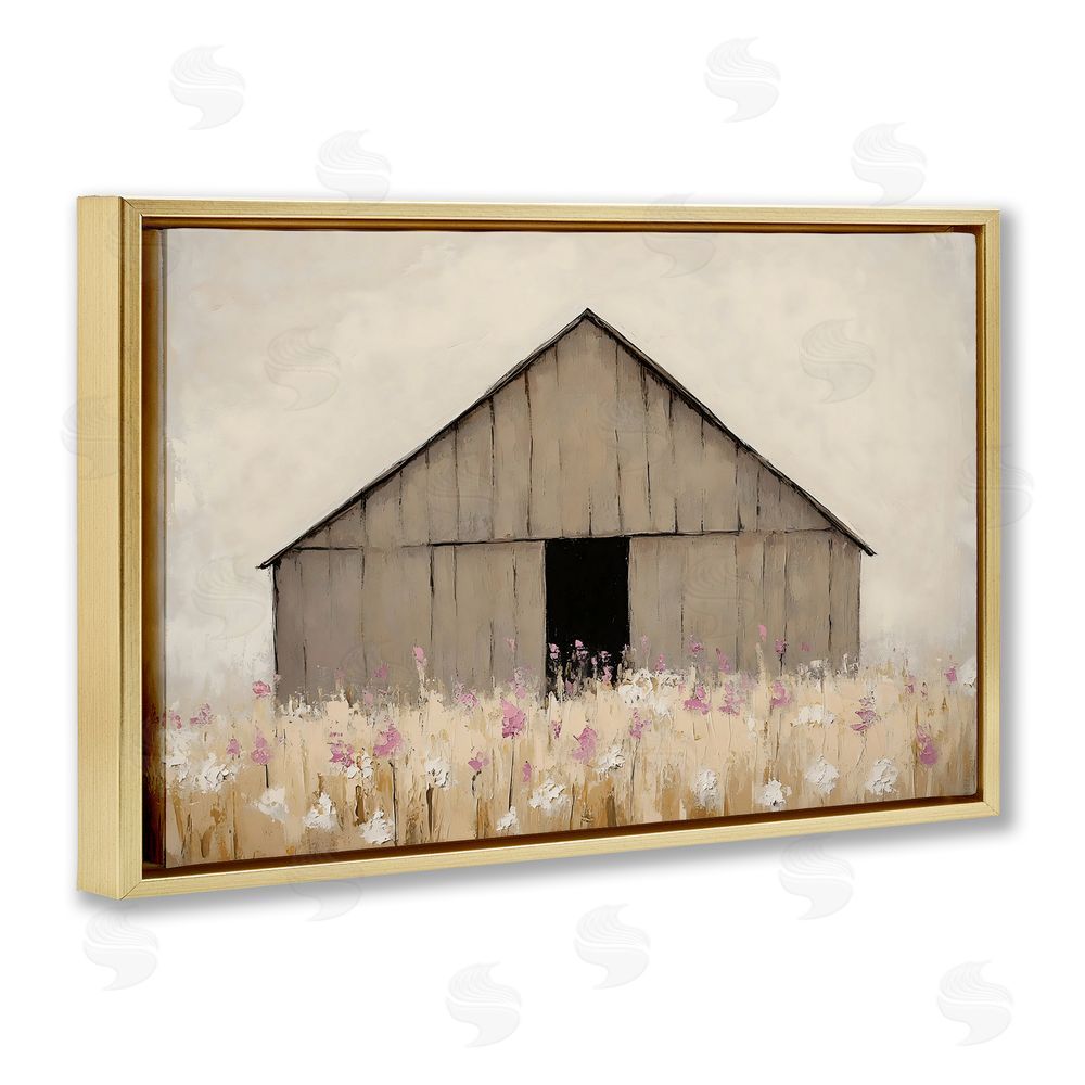 Franklyn Gregory Muted Barn in Meadow Gold Floating Frame Canvas Wall Art Print