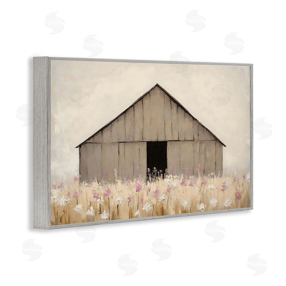 Franklyn Gregory Muted Barn in Meadow Gray Framed Giclee Wall Art Print