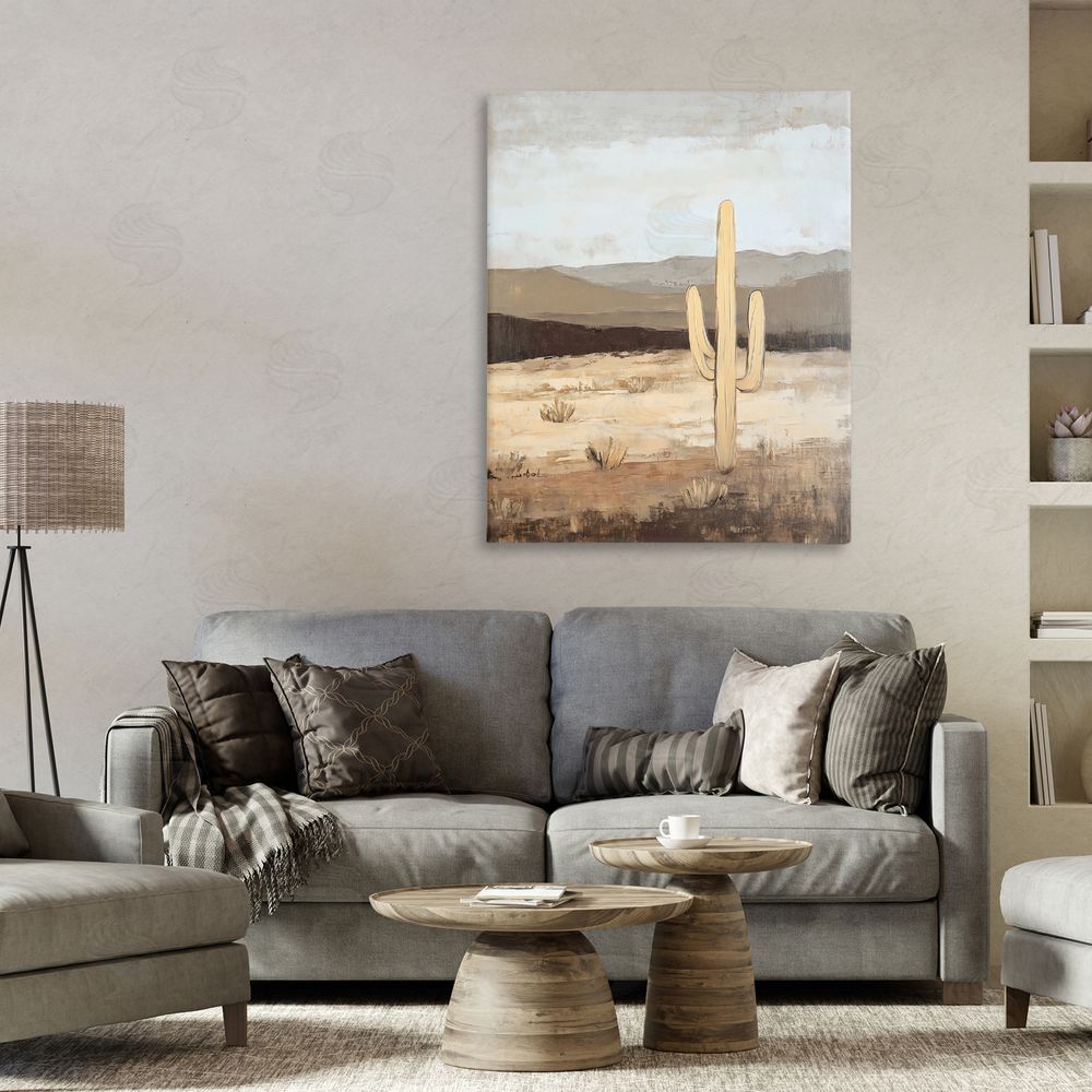 Franklyn Gregory Neutral Western Scene with Cactus Canvas Art on Wall