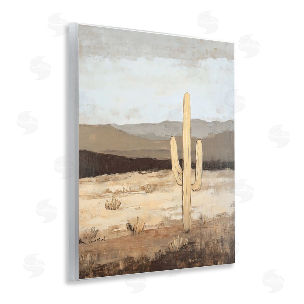 Franklyn Gregory Neutral Western Scene with Cactus Wall Plaque Art Print
