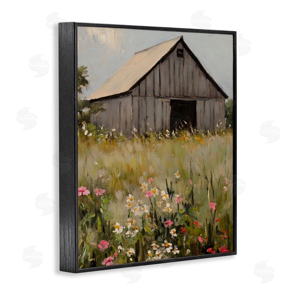 Franklyn Gregory Old Floral Barn View Black Framed Giclee Wall Art Print